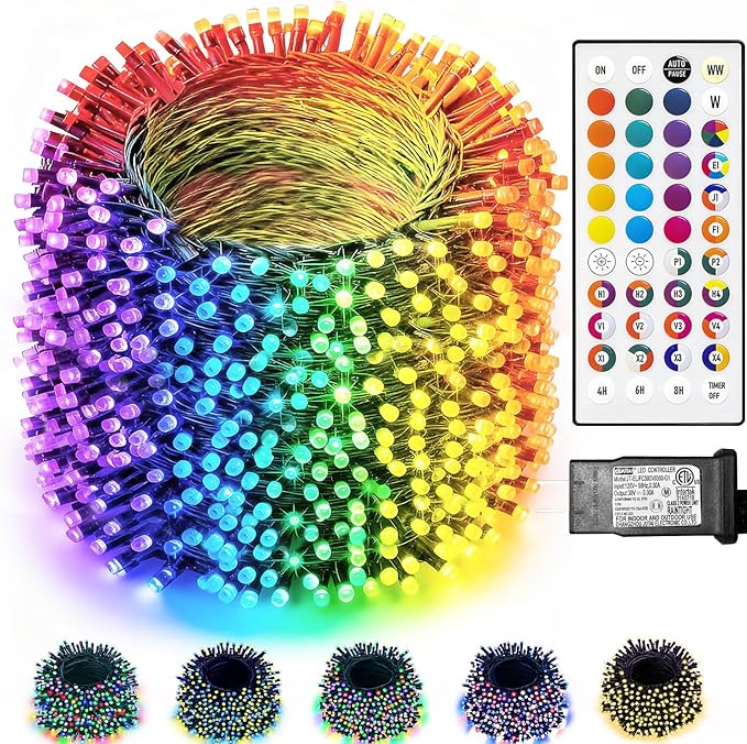 164FT Christmas Lights Outdoor, 35 Colors Changing 500 LED Easter String Lights Green Wire Remote Timer, Waterproof Twinkle Light for Indoor Outdoor Holiday Party Xmas Tree Wedding Decor