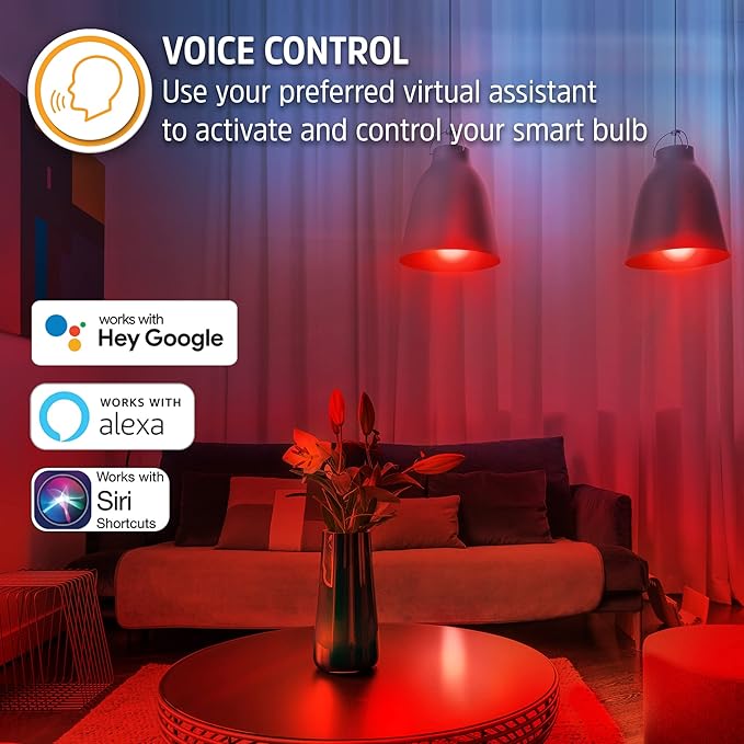 XTREME Energizer Connect Smart A19 LED White & Multi-Color RGB Light Bulb with Voice Control and Remote Access Through Your Smartphone | Compatible with Alexa and Google Assistant, 4 Pack