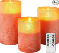 Mingfuxin Flameless Candles with Remote, Orange Candles Battery Operated with Timer, LED Candle for Mantel Bedroom Coffee Table Halloween Decorations