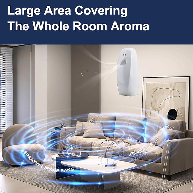 Automatic Wall Mount/Free Standing Air Freshener Dispenser Auto Fragrance Dispenser Programmable Aerosol Spray Perfume Dispenser for Hotel, Bathroom, Office, Commercial Place (White)