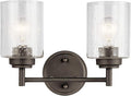 KICHLER Winslow 12.75" 2 Light Vanity Light with Clear Seeded Glass in Olde Bronze®