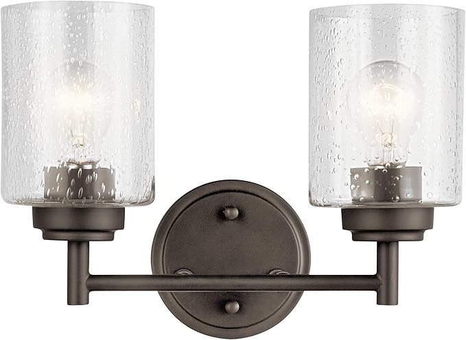 KICHLER Winslow 12.75" 2 Light Vanity Light with Clear Seeded Glass in Olde Bronze®