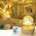 Waterproof Shower Light for Inside Bathroom, Egg-Shape Rechargeable Kids Bath Light, RGBW 13 Color Changing Shower Lamp Ocean Wave Projector Mood Night Lighting