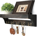 Rebee Vision Key Holder Wall Mount with Shelf – Rustic Key Holder for Wall with 5 Hooks for Keys & Leashes – Stylish Entryway Organizer for Home & Apartment (Distressed Black)