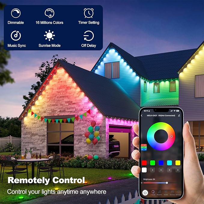 RGBIC LED Wall Lights, Smart Hexagon Panels with Music Sync, App-Controlled for Gaming Room, Home Decor & DIY Setup (50FT, 30 LED)