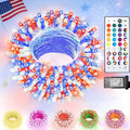 Color Changing Christmas Lights, 35 Colors 33FT 100LED Patriotic String Lights With Remote Clear Wire, Connectable Waterproof Fairy Lights Plug in for Bedroom Indoor Outdoor Party 4th of July Decor
