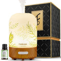 Essential Oil Diffuser Hand Blown Glass, 100ml Small Aromatherapy Diffuser, Auto Shut-Off Function, Ultrasonic Diffusers for Essential Oils, Cool Mist Humidifier with Warm White Lights