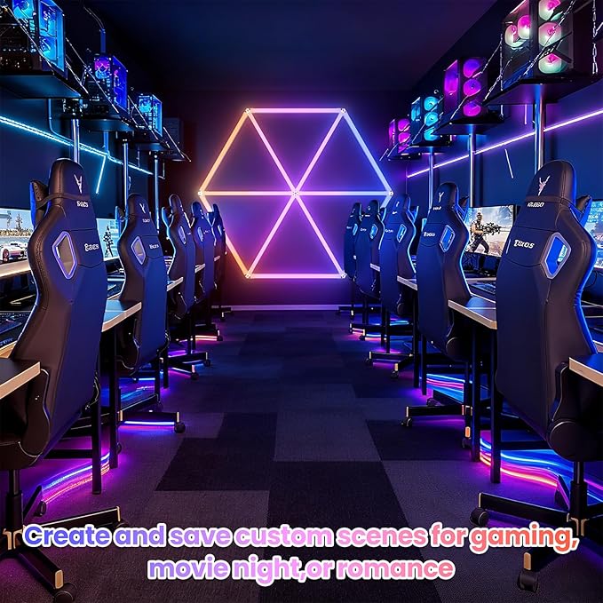 Hexagon Garage Lights RGB - Music Sync Mode with 358 Dynamic Colors, Wireless APP，Voice Control for Man Caves, Game Rooms, Bars
