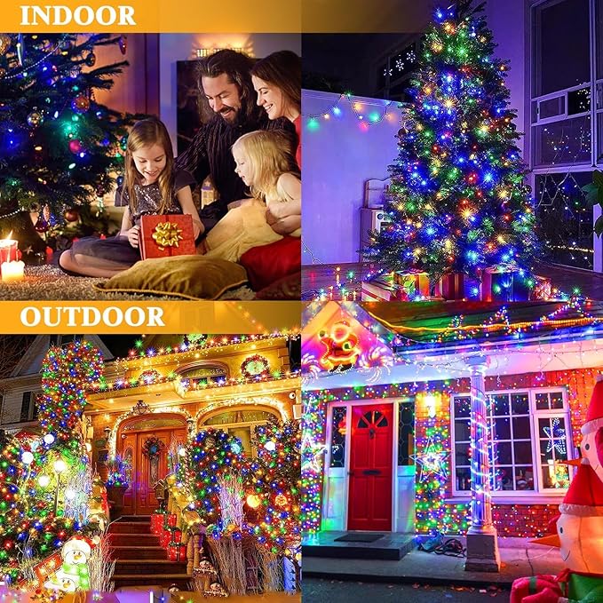 Battery Operated Christmas Lights-132FT 300 LED 8 Modes Outdoor/Indoor Waterproof Fairy Lights, Decorative Light Strings for Wedding Party Bedroom Roof Garden Halloween Thanksgiving Holiday,Multicolor