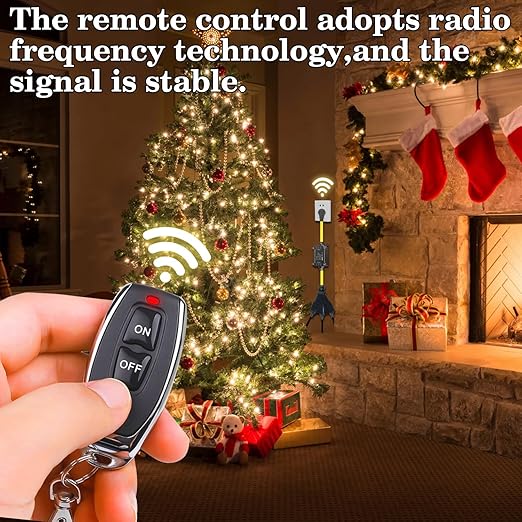 AC110V Outdoor Wireless Remote Control Power Switch, AC110V/120V/250V/20A Heavy Duty Weatherproof Smart Outlet Plug with 3-Way Y-Splitter,164FT Range for Lamps,Pumps,Dust Collectors