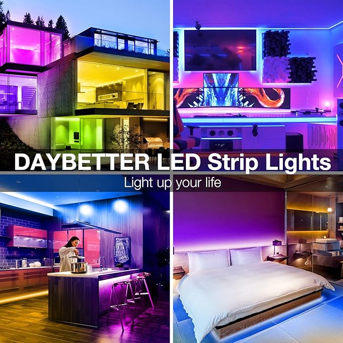 DAYBETTER LED Strip Lights 300 ft, Smart Light with App Remote Control, RGB LED Lights for Bedroom, Music Sync Color Changing for Room Home Decor Party Festival Halloween, Christmas (3 Rolls)
