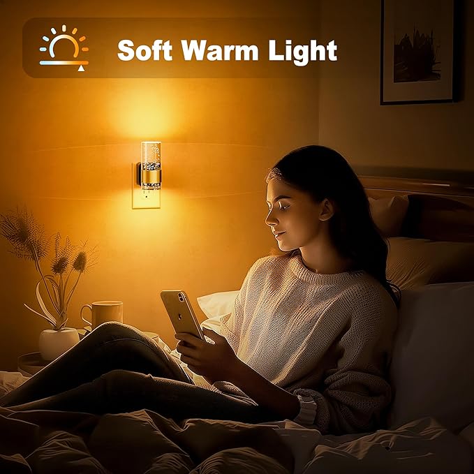 JandCase Night Light, Automatic Night Lights Plug into Wall, Dimmable LED Night Light with Adjustable Brightness, Night Lights Plug in with Auto Light Sensor, Amber for Bathroom Hallway Decor-1 Pack