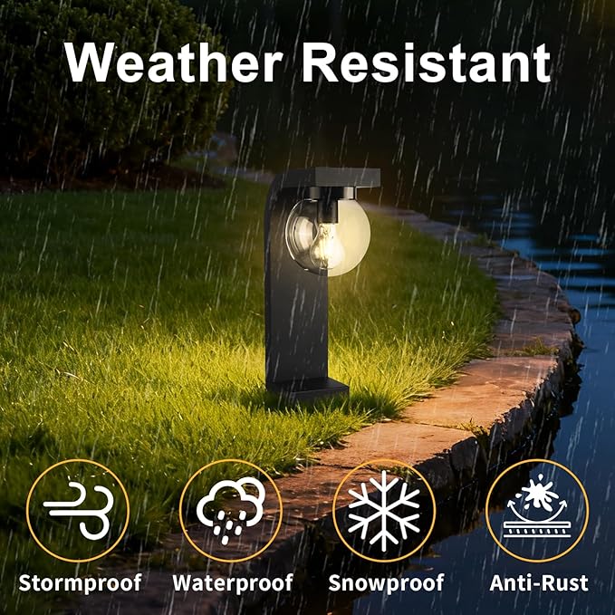 Solar Post Lights Outdoor, Waterproof Pole Light Dusk to Dawn, Remote Control 3 Lighting Modes LED Solar Lamp Exterior Pillar Lantern Acrylic Globe Shade for Porch Garage Garden Pathway