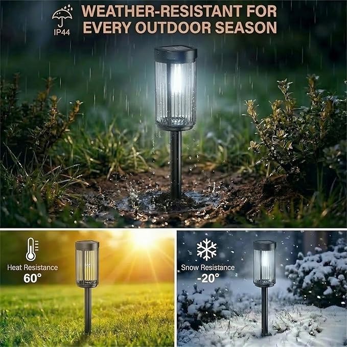 Sparkblaze 2 Pack Solar Garden Lights Outdoor, Decorative Solar Pathway Lights for Yard Auto On/Off Landscape Lighting for Walkway, Lawn, Garden, Waterproof Solar Stake Lights. (2, Cold White)