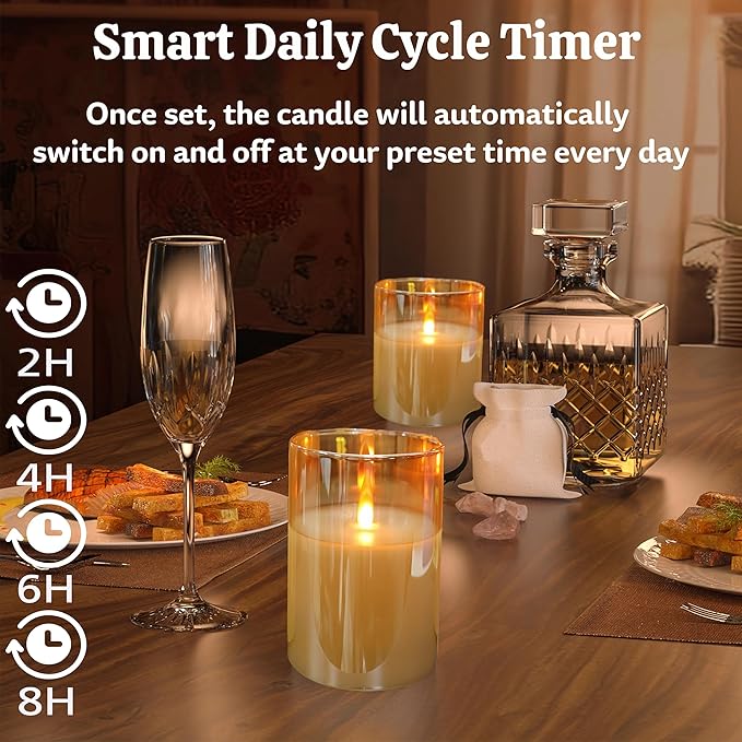 Flameless Candle Night Light, Motion Sensor Auto Switch On/Off, Rechargeable LED Glass Night Light with Remote and Timer, Ideal Kids Adults Nightlight for Home Living Room Decor, Ideal Gift for Women