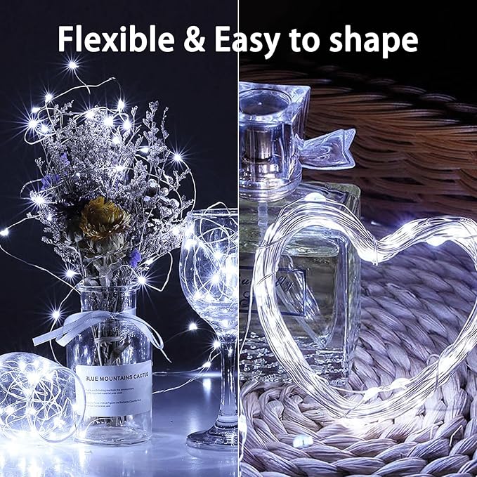 8 Pack Total 160FT 480LED Fairy Lights Battery Operated with Rmote, Waterproof Twinkle Lights with Timer Indoor Outdoor, Cuttable String Light for Bedroom, Classroom, Christmas Decor, Cool White