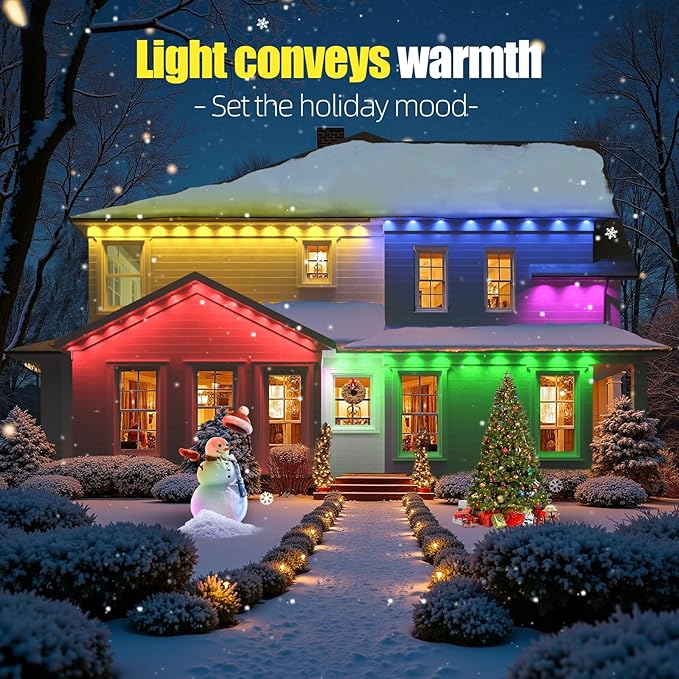 Permanent Outdoor Lights for House, 300ft RGB+IC Smart LED Eaves Lights, IP67 Waterproof Outdoor Lighting with App/Remote Control for Christmas, New Year, Halloween, Holiday, Party, Daily