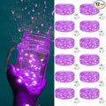 ZGWJ Fairy Lights Battery Operated, 12 Pack Twinkle String Lights 20 LED 7FT 3 Lighting Modes Waterproof for Bedroom, Halloween, Christmas, Party Indoor and Outdoor Decoration Purple