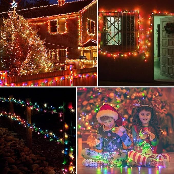 String Lights Indoor Bedroom, 98FT 200 LED Fairy String Lights Outdoor Waterproof, 8 Modes Memory Twinkle Christmas Light Plug in for Classroom Dorm Patio Tree Garden Decor (Multicolor)