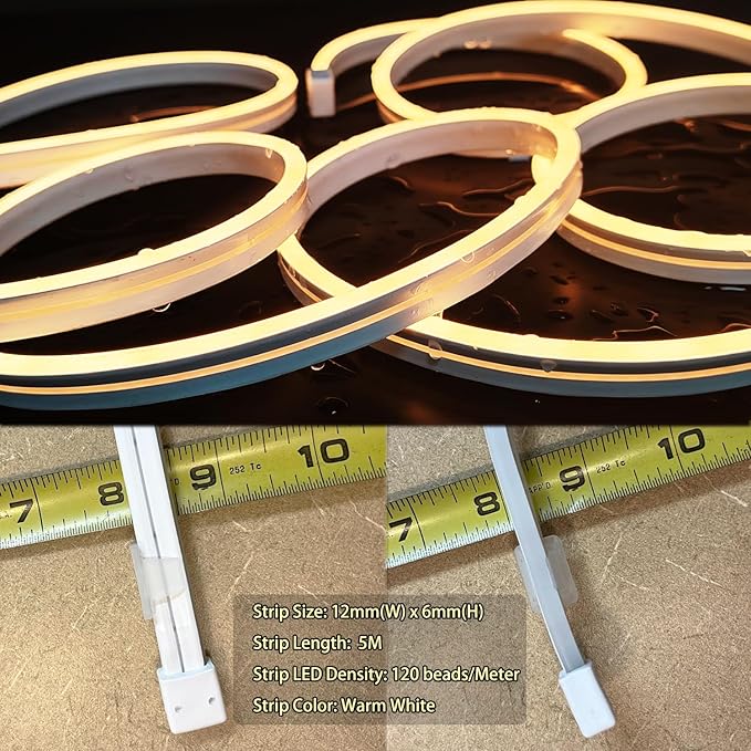 LED Vanity Mirror Lights 16.4FT, Strong Adhesive Dimmable Silicone Strip Lights for Mirror, Waterproof Eye-Care Warm White 3000K Flexible Lighting for Bedroom Bathroom (Mirror NOT Included)