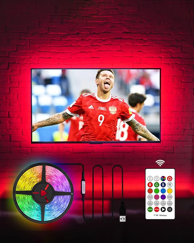 HAMLITE TV Led Backlight 60-65 Inch TV,15Ft TV Lights Behind Monitor HDTV Work Space Decor-20 Colors Changing TV Bias Lighting for Gaming,Living Room Decor