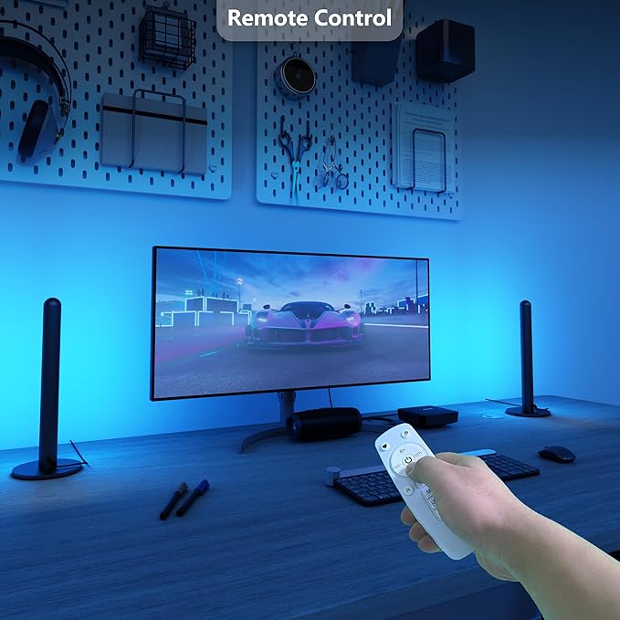 LAMPAOUS Smart Table Lamp, Bedside or Bedroom Lamp, TV backlights, Gaming Lights, Adjustable White and Multi Color Compatible with Alexa, Google Assistant, Voice Activated. App Control
