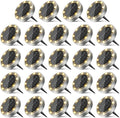 24 Pack Solar Ground Lights Outdoor, 8 LED Mini Flat Solar Disk Lights, IP65 Waterproof Anti-Rust Disc Light, Landscape Lighting for Garden Pathway Yard Walkway Driveway Lawn,Warm White