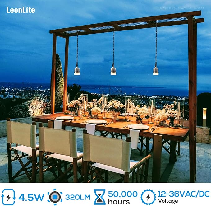 LEONLITE Low Voltage Hanging Lights, 12V Pendant Lights Outdoor, LED Landscape Hanging Lights for Gazebo Tree Porch, UL Listed, Aluminum, IP65, 320lm, 2700K Soft White, Brass Bronze, Pack of 4