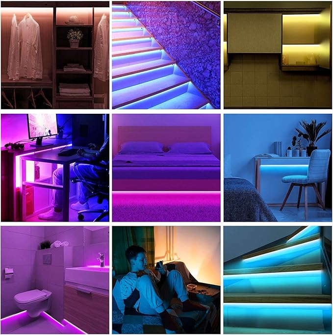 Motion Activated Under Bed Lights, 9.84ft 5050 RGB Color Changing LED Strip Lights with Sensor, APP Control and Music Sync, Dimmable Night Light for Bedroom Stair Birthday' s Day Gift
