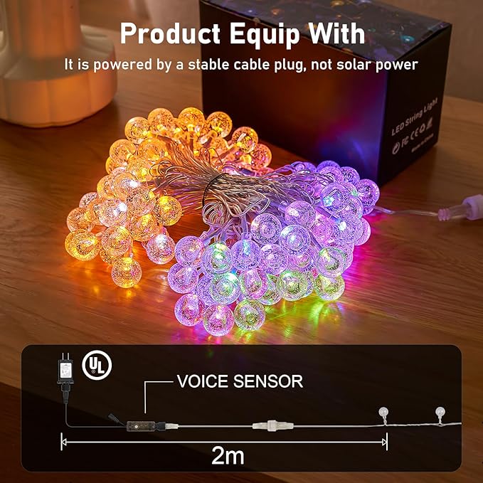 66FT Outdoor String Lights, 100 LED Patio Lights with Remote Control, Voice-Activated & Music Sync Mode, 16 Color-Changing Modes, Waterproof for Patio Garden Party Decor