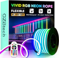 GZBtech RGB LED Neon Rope Lights 50FT/15M, AC 110-120V Waterproof Color Changing LED Rope with Remote Control, Dimmable Multi Color Strip Lighting for Indoor Outdoor Commercial Use, ETL Listed