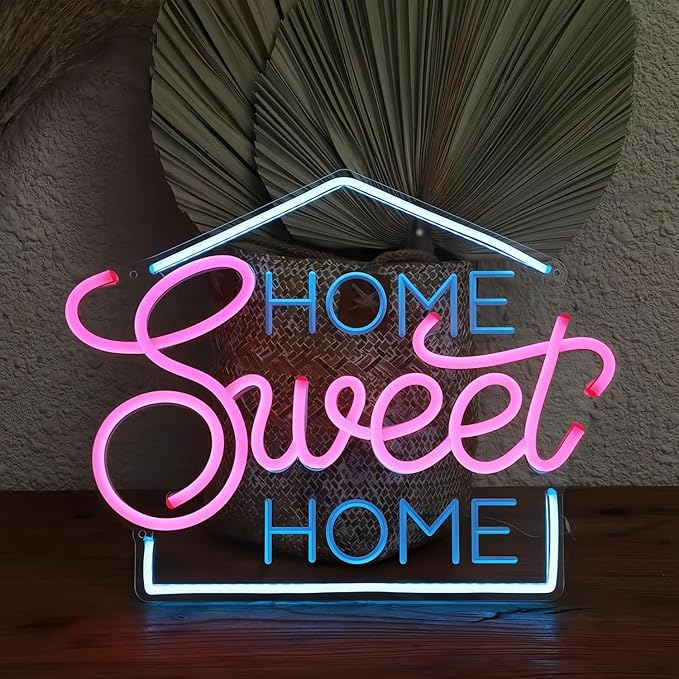 Home Sweet LED Neon Sign for Wall Decor USB Adjustable Brightness Living Room Bars Barbers Pub Wedding Party Salon Club Gatherings Gaming Room Man Cave Halloween Christmas Birthday Art Wall Decor