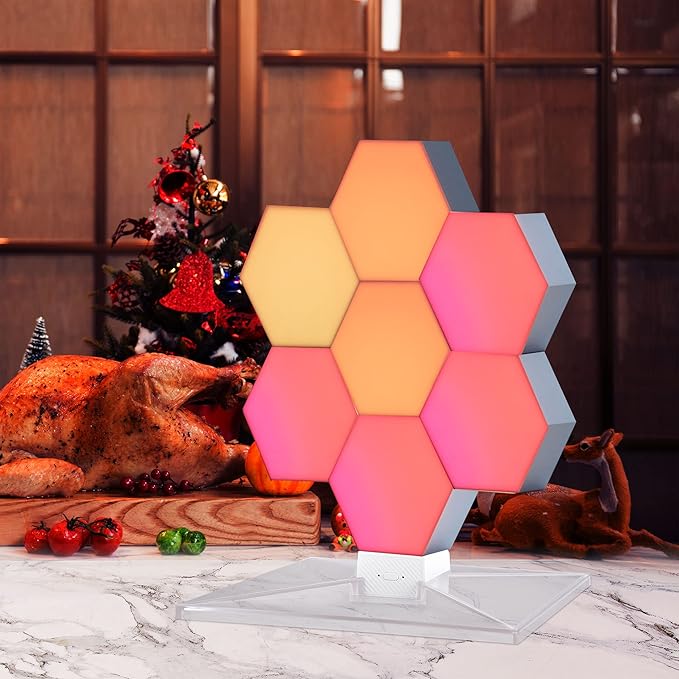 Yescom APP Control Hexagon LED Lights 10 Pack WiFi Wall Hex Light Gaming Room Bedroom Decor Compatible with Alexa Google