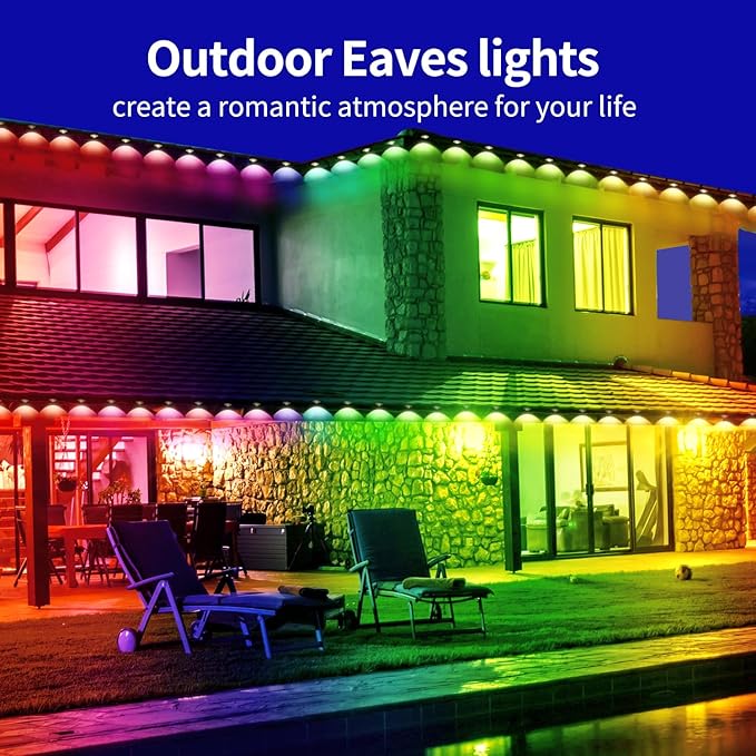 300ft Permanent Outdoor Light,RGB Eaves Lights with App Control Remote,DIY IP67 Waterproof Under Eave Lighting,Outside led Lights for House,Party,Christmas Decorations(2 Rolls 150FT)