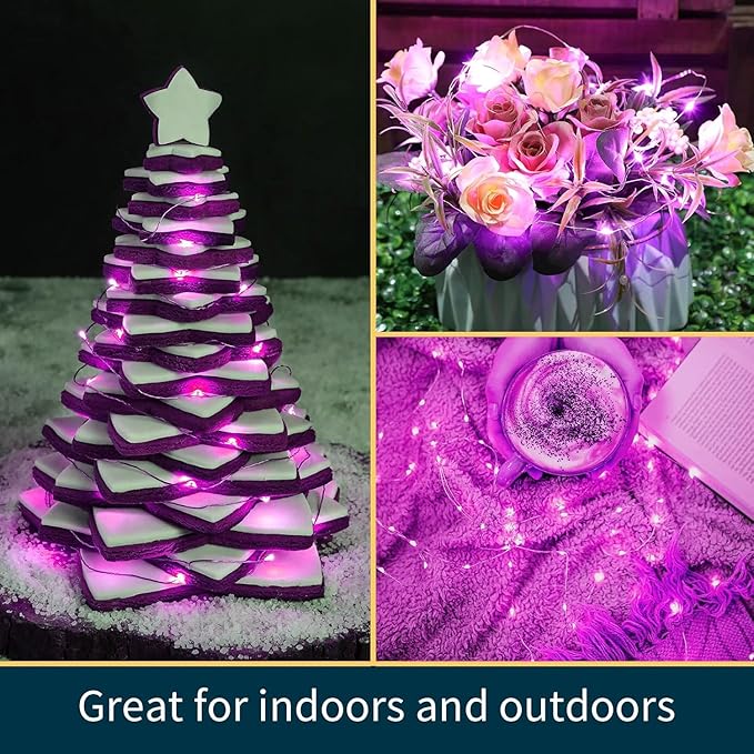 6 Pack Pink Led Fairy Lights Battery Operated, Valentines String Lights Waterproof Silver Wire 7 Feet 20 Led Firefly Starry Moon Lights for DIY Wedding Galentine's Day Valentine's Day Party Bedroom