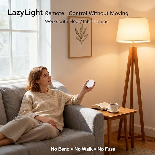 LoraTap Wireless Outlet - Ergonomic Round Remote (Comfort Grip!) + Magnetic Wall Base - Stick & Grab, No Wall Damage - 15A/1875W 100ft Range - Control for Hard-to-Reach Sockets, No More Bending