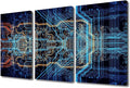 TUMOVO Digital Chip Wall Art CPU Concept House Decorations for Living Room Computer Chip Canvas Wall Art Paintings for Bedroom Office Decor 3 Pieces Modern Artwork Framed Ready to Hang(24" Wx36 H)