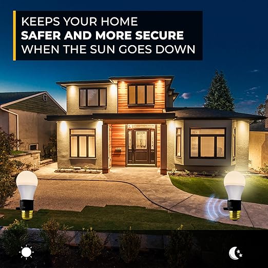 Touch & Glow - Dusk-to-Dawn Photocell Light Control - Automatic Light Sensor Socket - Outdoor Bulb Socket - Energy Efficient - Day Night Light Sensor for Driveway, Patio, Lawn (Black)