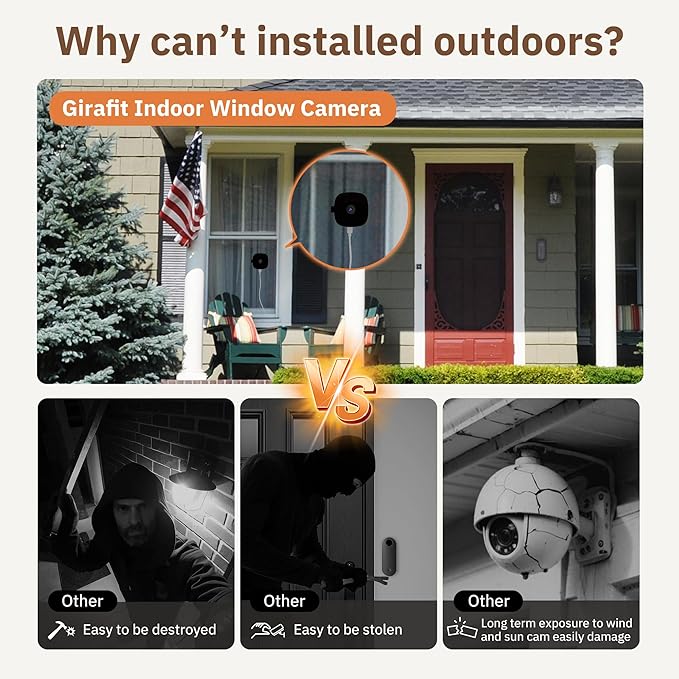 Girafit 2K Window Camera,2.4GHz & 5GHz WiFi Indoor Cameras for Home Security with ChroMax Al Color Night Vision,Person & Motion Detection,Easy & Quick Install(4 Pack)