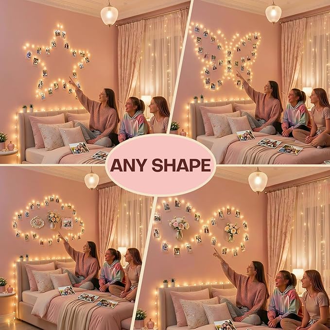 Teen Girl Gifts Trendy Stuff: Aesthetic 40Ft 120LED Hanging Picture Fairy Lights with 50 Clips - 8 Modes & Timer, Waterproof - Trendy Teenager Girl Gift for Birthday Christmas, Dorm Bedroom Wall Decor