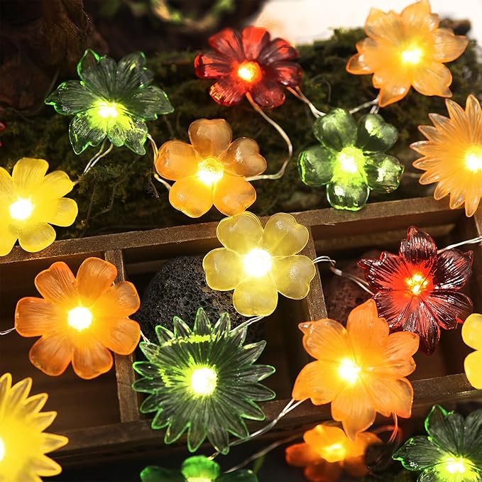 JASHIKA Cute Flower Fairy Lights String of Flowers for Decorating Floral Garland for Wedding Christmas Bedroom Lights 6.5ft 20LED Dual Power USB or Battery