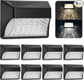 Solar Fence Deck Lights Outdoor 8 Pack Waterproof Dusk to Dawn Warm White/Cool White, Solar Powered LED Lights Decor for Outside Stair Step Yard Patio (Black)