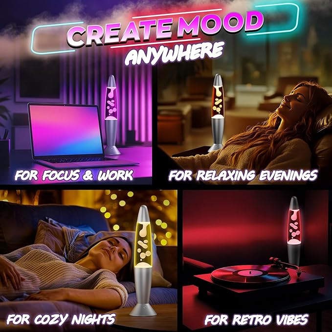 13.5" LED Liquid Motion Lamp with Remote Control – 17 Color Changing Decorative Mood Light for Bedroom, Living Room or Office – Christmas Retro Sensory Lamp with 4 Modes for Relaxing Ambient Lighting