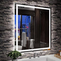 Amorho LED Mirror for Bathroom, 28"x 32" Mirror with Front Light and Backlit, Stepless Dimmable, Shatter-Proof, Memory, 3 Colors, Wall Mount (Horizontal/Vertical)