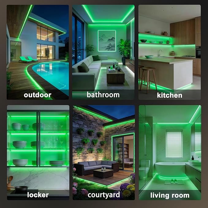 OMIKA Green 33FT COB LED Strip Lights Outdoor Waterproof, 3200 LED Plug in Strip Light PVC Casing Tape Light Flexible with Self-Adhesive Timer Dimmable for House Garden Camping DIY