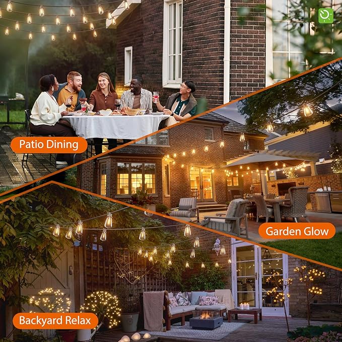 KYY 54(48+6) FT Solar String Lights Outdoor with USB Port Remote, Waterproof and Shatterproof Patio with Solar Powered Panel, LED Vintage Edison Bulbs, Heavy-Duty and UL Listed Market Lights