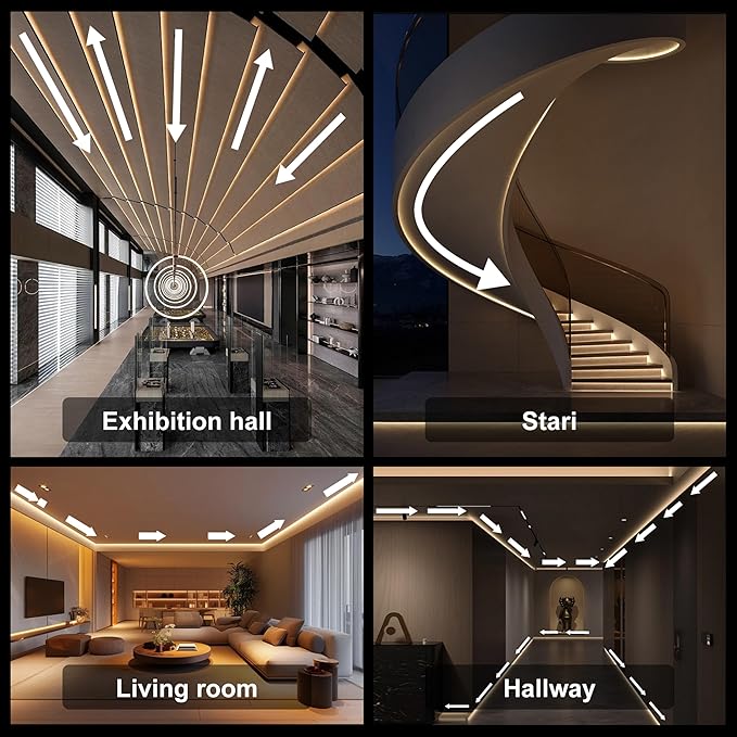 Motion Sensor LED Strip Lights - Chasing Effect Auto ON/Off for Stairs, Bedroom, Under Cabinet - 16.4ft Warm White, Easy Peel & Stick Install