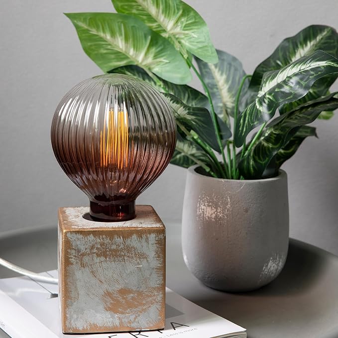 Vintage Edison LED Bulbs, Dimmable 4W Globe G125, 2200K Warm White Ambient Mood Lighting for Decoration, Squirrel Cage Filament, Gradient Brown Striation Figure Glass LED Light Bulbs, E26 Base