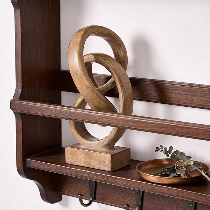 WUBIANJIE Modern Abstract Knot Sculpture, Artistic Mobius Inspired Resin Decor, Elegant Home and Office Decor, (Wood Color)