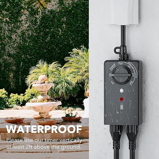 BN-LINK Outdoor Light Timer with Dusk to Dawn Sensor, 100 ft Range Remote Control, Weatherproof Dual Grounded Outlets, 15A 1/2HP, ETL Listed for Christmas and Halloween Decorations